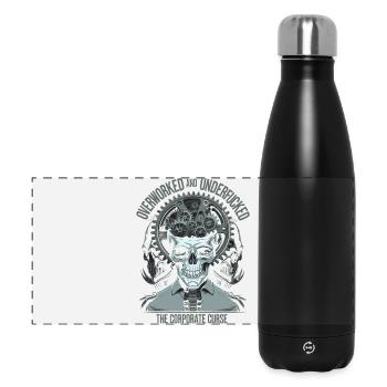 Überlastet und erschöpft - Corporate Curse Skull Art - Panorama Isolierflasche 500 ml - Schwarz - Vorne
