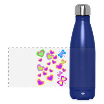 Kids Summer Retro Butterflies Heart - Panoramic Thermal Bottle 500 ml - dark blue  - Front
