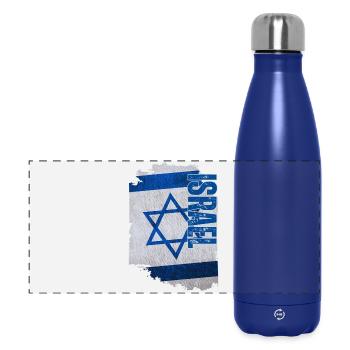 Drapeau vertical d’Israël, j’aime Israël - Gourde isotherme panoramique 500 ml - bleu foncé  - Devant