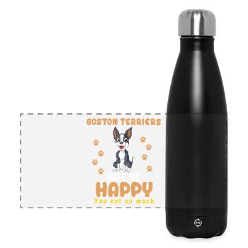 Boston Terrier Happy Meme Design - Panorama Isolierflasche 500 ml - Schwarz - Vorne