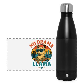 Cool Llama with sunglasses and desert scene - Panoramic Thermal Bottle 500 ml - black - Front