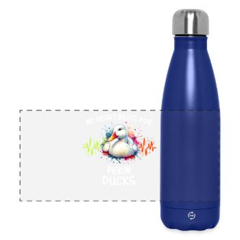 canards de Pékin avec illustration de battement de cœur - Gourde isotherme panoramique 500 ml - bleu foncé  - Devant