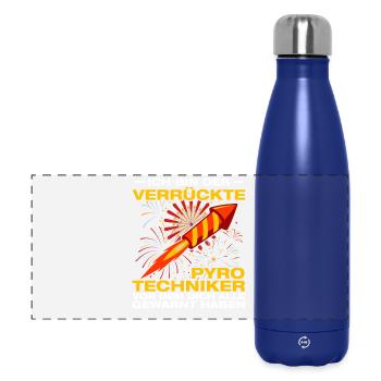 Verrückte Pyrotechniker Böllern Feuerwerk - Panorama Isolierflasche 500 ml - Dunkelblau  - Vorne