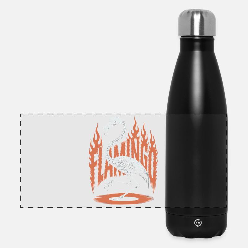 Flamingo Flammen Skelett Halloween - Panorama Isolierflasche 500 ml - Schwarz