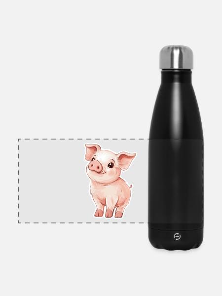 Schwein Ferkel - Panorama Isolierflasche 500 ml - Schwarz