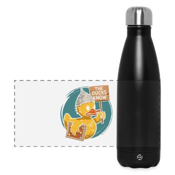 Humorous duck temple building with conspiracy - Panoramic Thermal Bottle 500 ml - black - Front