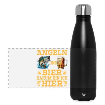 Dad-to-be FISHING AND BEER THAT'S WHY I'M HERE - Panoramic Thermal Bottle 500 ml - black - Front