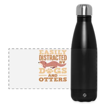 Loutre de mer dessin animé chiens - Gourde isotherme panoramique 500 ml - noir - Devant