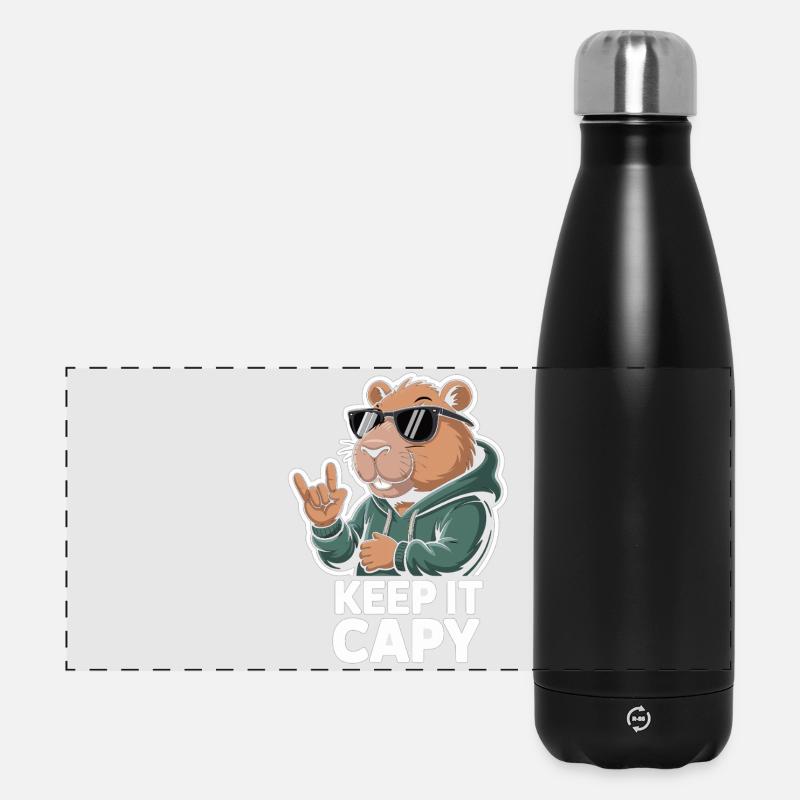 Capy Bear Rockout Keep It Capy - Panorama Isolierflasche 500 ml - Schwarz