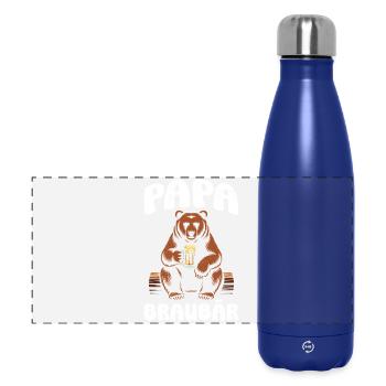 Werdender Vater PAPA BRAUBÄR Lustiges - Panorama Isolierflasche 500 ml - Dunkelblau  - Vorne