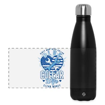 Col bleu Épouse Ouvrier Artisanat Ouvrier du bâtiment - Gourde isotherme panoramique 500 ml - noir - Devant