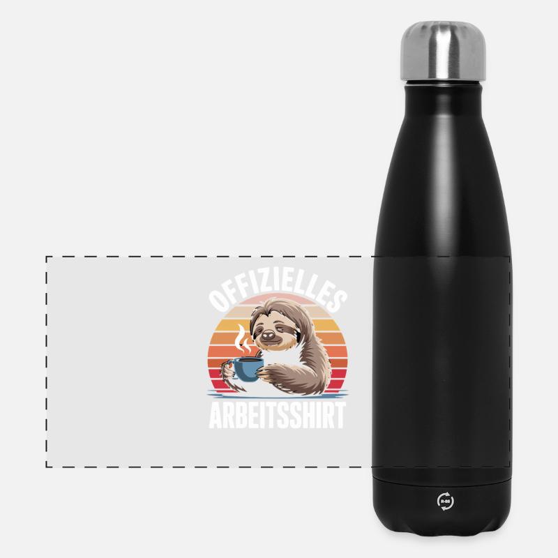 Official Work Shirt Sloth Coffee Retro - Panoramic Thermal Bottle 500 ml - black