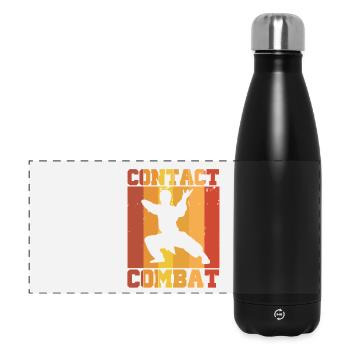 Karaté Kungfu Retro Combat Contact Silhouette - Gourde isotherme panoramique 500 ml - noir - Devant