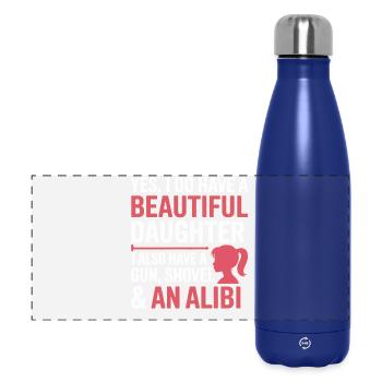 Witzshirt Waffe Schaufel Alibi - Panorama Isolierflasche 500 ml - Dunkelblau  - Vorne