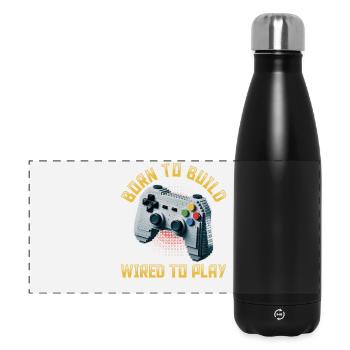 Building Blocks Gamer Gaming Brick Builder - Panorama Isolierflasche 500 ml - Schwarz - Vorne