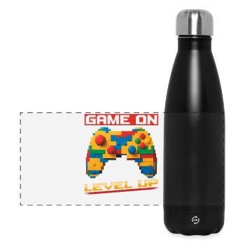 Building Blocks Gamer Gaming Brick Builder - Panorama Isolierflasche 500 ml - Schwarz - Vorne