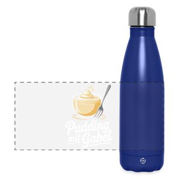 Pudding with fork - Panoramic Thermal Bottle 500 ml - dark blue  - Front