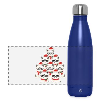 Grumpy Christmas Cats – Lustiges Katzen - Panoramic Thermal Bottle 500 ml - dark blue  - Front