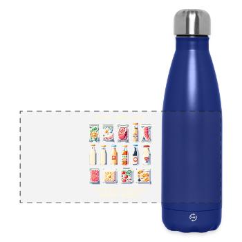 Vacuuming & Prepping | Pixel Art - Panoramic Thermal Bottle 500 ml - dark blue  - Front