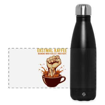 Erstmal Kaffee Niemand Verletzt Lustig Spruch - Panorama Isolierflasche 500 ml - Schwarz - Vorne