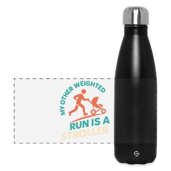 Laufende Mama, Papa, Joggende Eltern - Panorama Isolierflasche 500 ml - Schwarz - Vorne