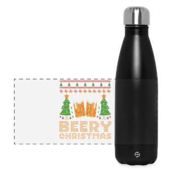 Beery Weihnachtspullover Hässliches Weihnachtsbier Frohe Weihnachten - Panorama Isolierflasche 500 ml - Schwarz - Vorne