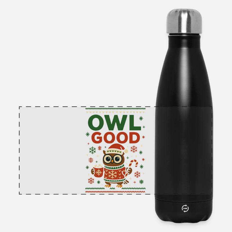 Ugle God Sjov Juleugle Grim - Panoramisk termoflaske 500 ml - sort