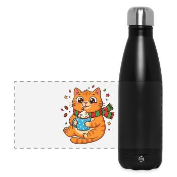Cuddly Kitten Winter Coffee with Cream - Panoramic Thermal Bottle 500 ml - black - Front