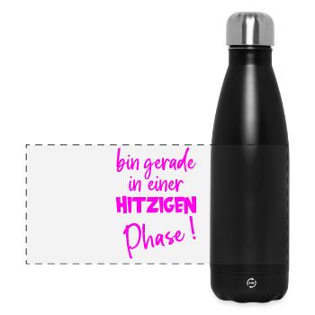 Hitzige Phase – Humor zu Wechseljahren - Panorama Isolierflasche 500 ml - Schwarz - Vorne