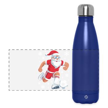 Santa Kicks Ball Christmas Soccer - Panoramic Thermal Bottle 500 ml - dark blue  - Front