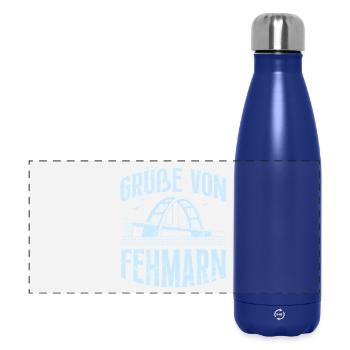 Baltic Sea Holiday Greetings from Fehmarn Fun - Panoramic Thermal Bottle 500 ml - dark blue  - Front