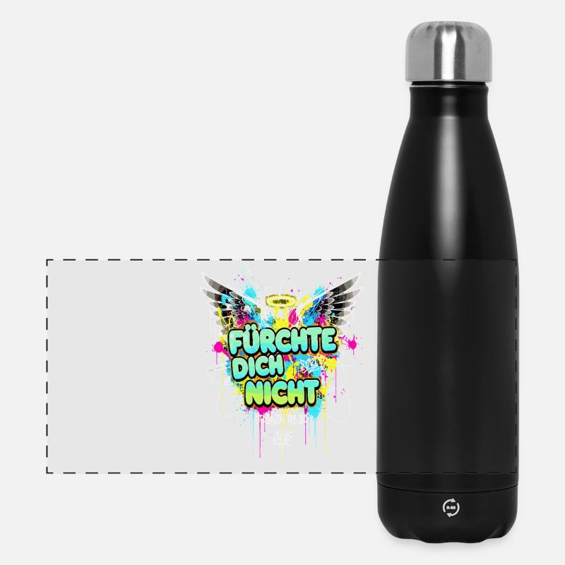 FEAR NOT Bible Graffiti Angel Wings - Panoramic Thermal Bottle 500 ml - black