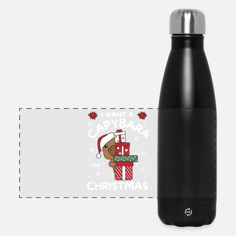 I want a capybara for Christmas cute animals - Panoramic Thermal Bottle 500 ml - black