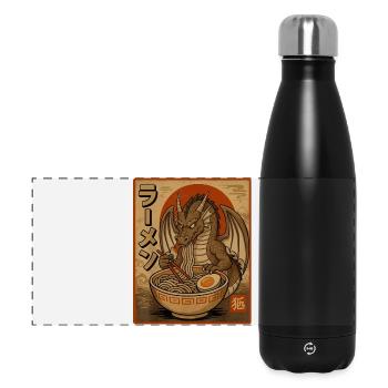 Retro-Drache Ramen-Design - Panorama Isolierflasche 500 ml - Schwarz - Vorne