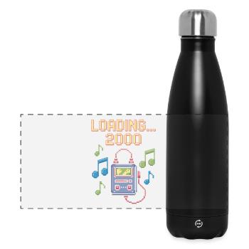 Retro Pixel Design – Loading 2000 - Panorama Isolierflasche 500 ml - Schwarz - Vorne