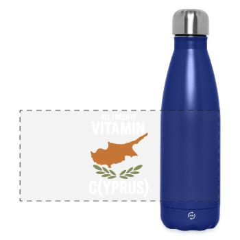 Chypre Tout ce dont j’ai besoin, c’est de vitamines Chypre Drapeau chypriote - Gourde isotherme panoramique 500 ml - bleu foncé  - Devant