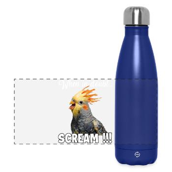 Dons créatifs : Porte-cacatoès et calopsitte - Gourde isotherme panoramique 500 ml - bleu foncé  - Devant