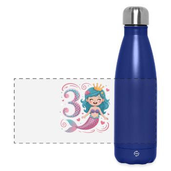 Meerjungfrau 3. Geburtstag 3 Jahre - Panorama Isolierflasche 500 ml - Dunkelblau  - Vorne