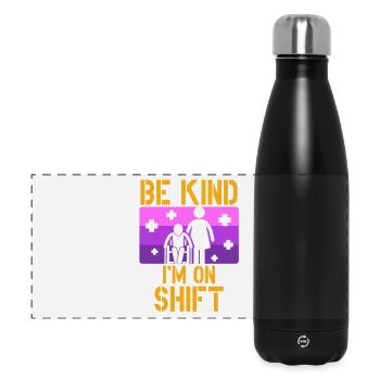 Aidant aidant Soins aux personnes âgées Soyez gentils Je suis de service - Gourde isotherme panoramique 500 ml - noir - Devant