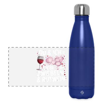 Toi et moi, on aime avec des oignons et du vin rouge pour - Gourde isotherme panoramique 500 ml - bleu foncé  - Devant