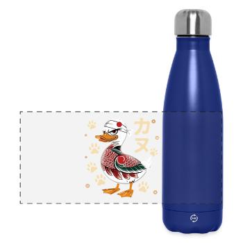 Battle duck with Japanese symbols and - Panoramic Thermal Bottle 500 ml - dark blue  - Front