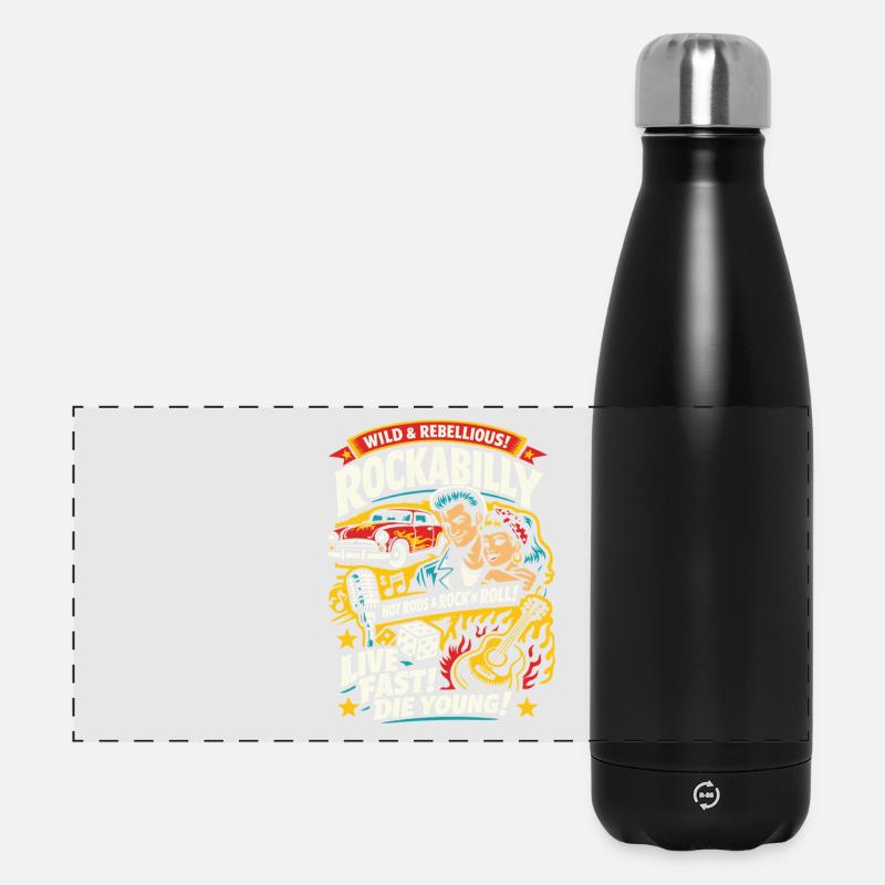 Rockabilly Vintage 50s Rock & Roll - Panoramic Thermal Bottle 500 ml - black