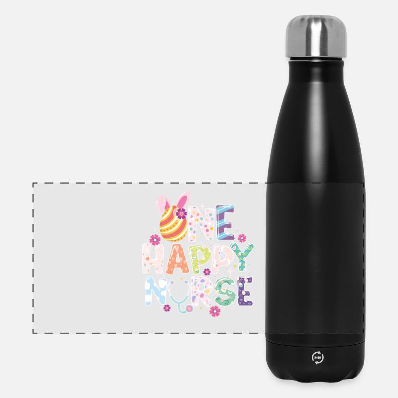 One Happy Nurse Easter RN Spring Fun Bunny - Panoramic Thermal Bottle 500 ml - black