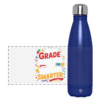 Dritte Klasse 100 Tage Schlauer - Panorama Isolierflasche 500 ml - Dunkelblau  - Vorne