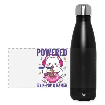 Powered By K-Pop And Ramen Kpop Korean Music Anime - Panoramic Thermal Bottle 500 ml - black - Front