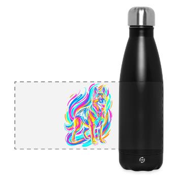Bunter Schäferhund - Panorama Isolierflasche 500 ml - Schwarz - Vorne
