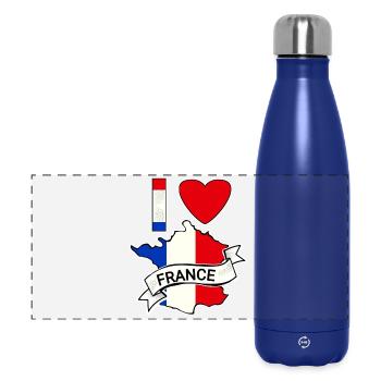 France - Drapeau - Carte - Gourde isotherme panoramique 500 ml - bleu foncé  - Devant