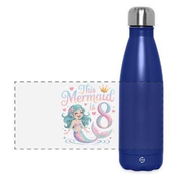 Meerjungfrau 8. Geburtstag 8 Jahre - Panorama Isolierflasche 500 ml - Dunkelblau  - Vorne