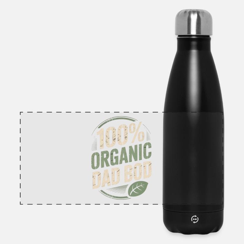100% Organic Dad Bod - Funny Dad Gift - Panoramic Thermal Bottle 500 ml - black