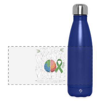 Toutes les blessures ne sont pas visibles – santé mentale - Gourde isotherme panoramique 500 ml - bleu foncé  - Devant